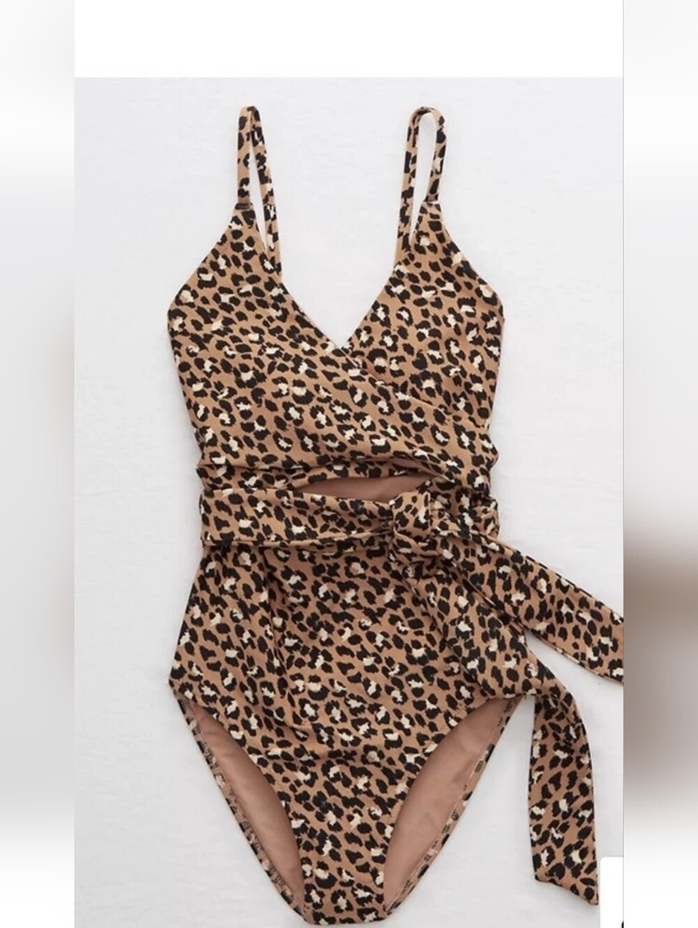 Aerie American Eagle XXL Leopard Print One-Piece Swimsuit with Waist Tie
